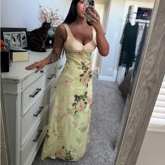 GEISHA DESIGNS Floral Maxi Slip Dress in Light Yellow M - Picture 2 of 12